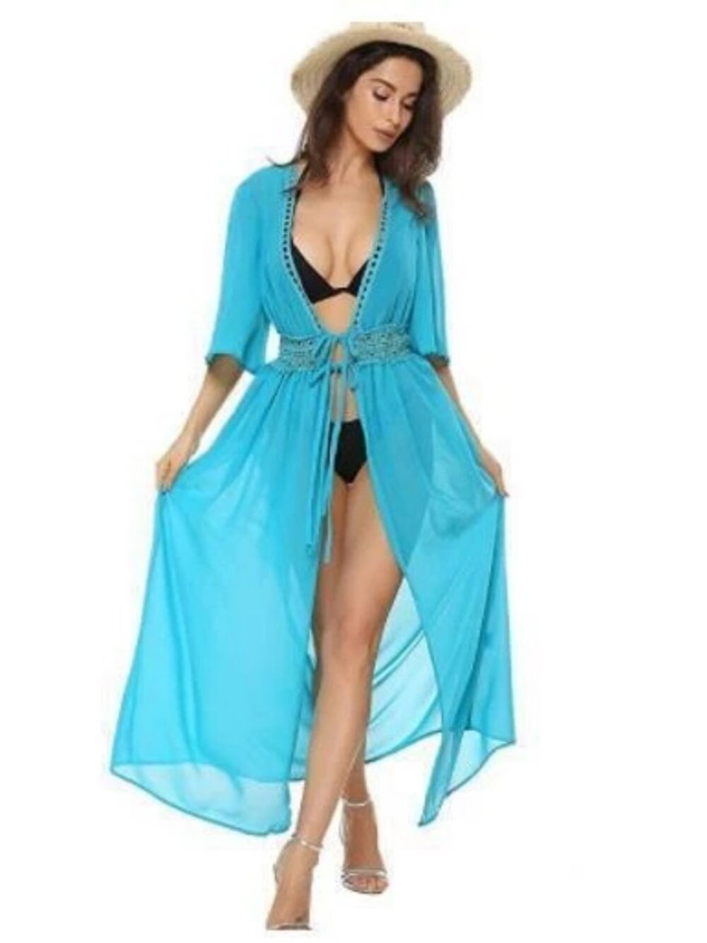 Women's Bathing Suit Cover Up Lace Boho Beach Maxi Summer Bikini Sundress Dress